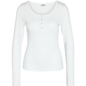 Noisy may Dames Nmpasa L/S Button Top JRS Noos shirt met lange mouwen, wit (bright white), XL