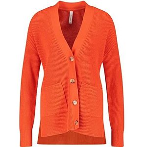 Gerry Weber Gebreid damesvest met wol, brede geribbelde manchetten, lange mouwen, effen kleuren, Pompoen, 40