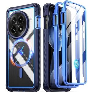 Poetic Guardian Hoesje voor OnePlus 13 5G, ingebouwde schermbeschermer [werken met vingerafdruk-ID], [2 voorframe] Full Body Shockproof Robuuste Clear Cover Case, Blauw/Helder