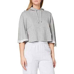 Urban Classics Dames T-Shirt Dames Cropped Hooded Poncho, grijs (grey 111), XL