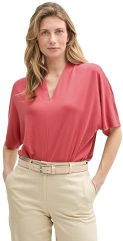 Shirt - Effen - V-hals - Halve Mouw - Losse Pasvorm - Jersey