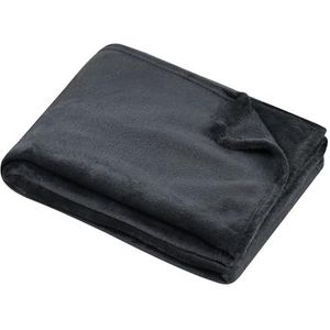 STOF - Knuffeldeken, afmetingen: 130 x 160 cm, 100% polyester, kleur: antraciet, model Stanford, deken, zacht, warm, comfortabel, fleece, effen