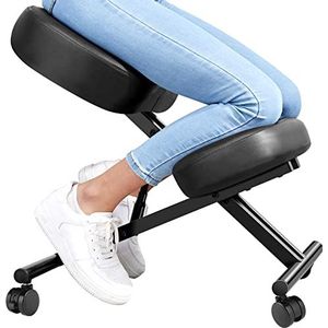 Ergonomische knielende stoel, houding corrigerende stoel, schuine knielende stoel, verstelbare kruk met gegoten schuimkussen en zwenkwiel voor thuis en op kantoor
