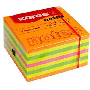 Kores Sticky Notes kubus zomer, 4 Neon kleuren, 75 x 75 mm, 1 kubus van 450 vellen