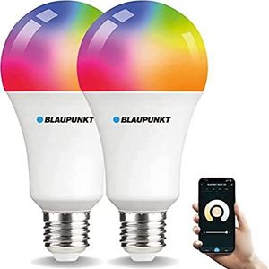 BLAUPUNKT Smart Bulb E27 - Kleurveranderend LED-licht WiFi Warm Wit tot Cool Daglicht Kamerverlichting Dimbare Muzieksynchronisatie en meer modi 9W Werkt met Google Home 2 Pack, Volledig spectrum