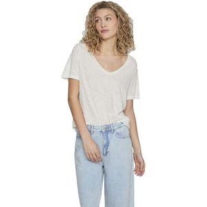 Vila Dames Vinova V-hals S/S Top-Noos T-shirt, cloud dancer, M