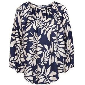 Seidensticker Dames Shirtblouse - Fashion Blouse - Regular Fit - Ronde hals - 3/4-mouw - 100% viscose, Donkerblauw, 52 NL