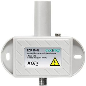 Axing TZU 10-02 mantelstroomfilter/brom-ontstoringsfilter klasse A (5-1000 MHz) F-aansluitingen voor kabeltelevisie radio DVB-T2 HD