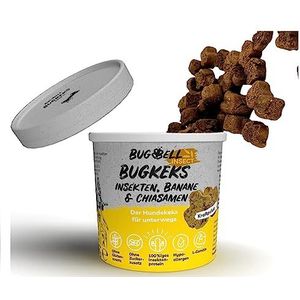 BugBell Bugkoekjes, 8 x 150 g, gezonde hondenkoekjes voor training of als snack, beloningslekkernij voor actieve honden, banaan, chia & zalmolie & L-carnitine als energieleveranciers, geproduceerd in