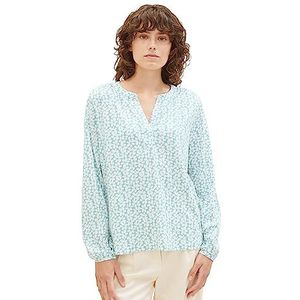 TOM TAILOR Dames T-shirt blouse met patroon, 32468-teal Floral Design, XL