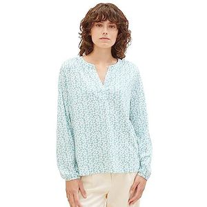 TOM TAILOR Dames T-shirt blouse met patroon, 32468-teal Floral Design, XS