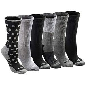 Dickies Dri-tech Fashion Moisture Control Crew sokken voor dames, verkrijgbaar in de maten S-XL (5, 6, 12 paar), Black Dot Assorti (6 paar), Medium