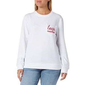 Love Moschino Dames Slim Fit sweatshirt met lange mouwen en ronde hals, optisch wit, 46, optisch wit, Optisch Wit, 46