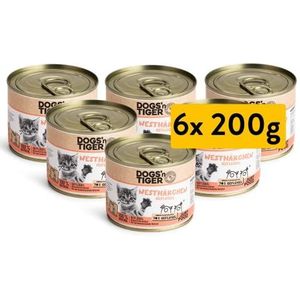Dogs'n Tiger Natvoer voor kittens, diervriendelijke formule met 70% vleesgehalte + lijnzaadolie + algenkalk + paardenbloem – zonder suiker, kunstmatige aroma's (gevogelte, 6 x 200 g)