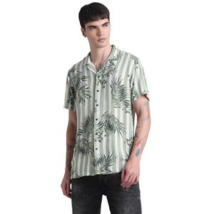 JJJEFF Resort AOP Shirt SS, oil green, S