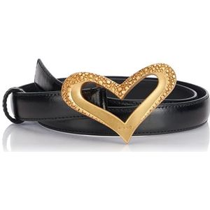 Pinko Love Heart H2 riem lederen vintage riem, Z99M_zwart limousine-chocoladegoud, S dames, Z99m_Zwart Sedan Chocolate Goud, S
