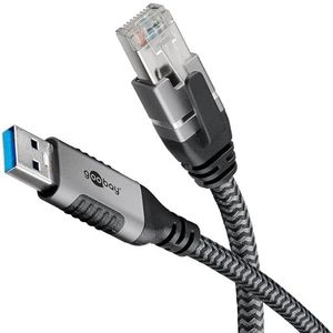 Goobay 70693 USB-A naar RJ45 Ethernet CAT 6-kabel voor stabiele bekabelde internetverbinding met router/modem/netwerkswitch/vervangt USB naar RJ45-adapter/1 Gbit/s/7,5 meter
