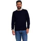 JACK PYKE - Gebreide trui met ronde hals - 100% lamswol - marineblauw - L