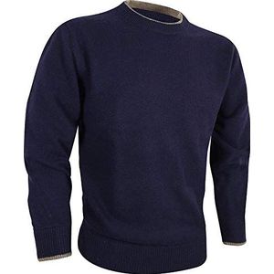 JACK PYKE - Gebreide trui met ronde hals - 100% lamswol - marineblauw - XXL