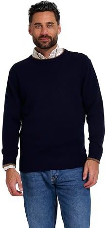 JACK PYKE - Gebreide trui met ronde hals - 100% lamswol - marineblauw - L