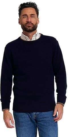 JACK PYKE - Gebreide trui met ronde hals - 100% lamswol - marineblauw - S