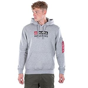 ALPHA INDUSTRIES Heren Alpha Block-Logo Hoodie Hoodie, grey heather, XXL