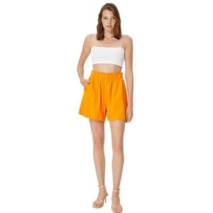 Koton Dames viscose linnen mix elastische taille shorts, oranje (200), 34