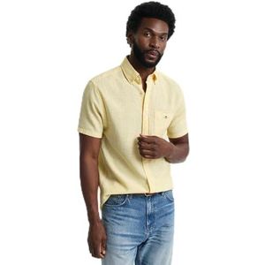 GANT - Reg Cotton Linen Ss Shirt - T-shirt - Banana Yellow