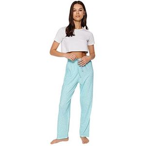 Trendyol Normale taille rechte pijpen normale pasvorm pyjama broek voor dames, Lichtblauw, S