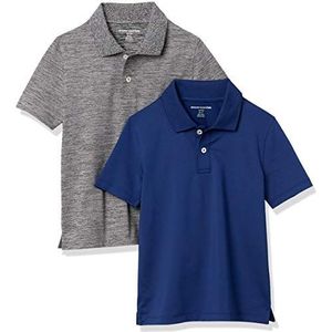 Amazon Essentials Active Performance poloshirts voor peuters, 2 stuks, marine/Grijs, 8 jaar