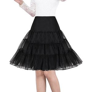SHIMALY Dames 50s Vintage Petticoat 66 cm Crinoline Rockabilly Tutu Rok Slip, Zwart, S-M