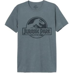 Jurassic Park T-shirt voor heren, Grijs gewassen, XL