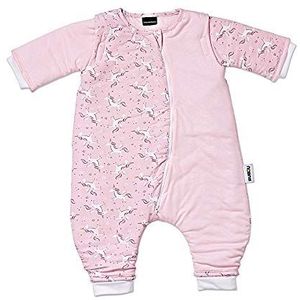 Gesslein 753130 Bubou babyslaapzak met benen en afneembare mouwen: temperatuurregulerende slaapzak voor het hele jaar, baby maat 110 cm, roze eenhoorn