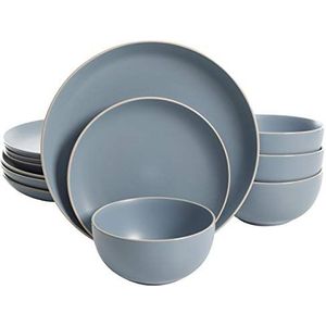 Gibson Home Rockaway Rond Aardewerk Servies Set, Service voor 4 (12 stuks), Blauw