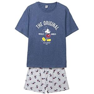 CERDÁ LIFE'S LITTLE MOMENTS Mickey Mouse heren 100% katoen, 2-delig, T-shirt + broek, officieel Disney-gelicentieerd product, marineblauw, volwassenen