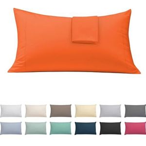 ECOMMERC3 Set van 2 kussenslopen, 45 x 100 cm, extra zacht en comfortabel, oranje, gemaakt in Spanje, ademend, gemakkelijk te wassen