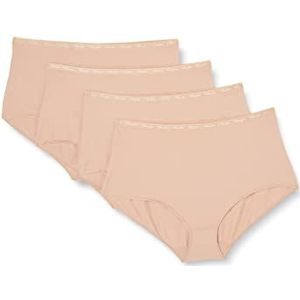 Playtex Midi Damesslips, biologisch katoen, comfortabel, 4 stuks, Huid, M