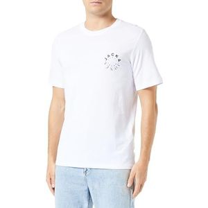 JACK & JONES Heren T-shirt met ronde hals JJWARRIOR - Regular Fit S M L XL XXL, Wit/Print: klein, L