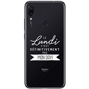 Zokko Beschermhoes voor Xiaomi Redmi Note 7, Le Lundi C'est Pas Monday – zacht, transparant, inkt wit