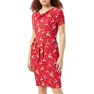 Joe Browns Feestelijke jurk met rendierprint voor dames, casual nacht, Rood, 32 NL