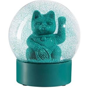 DONKEY Maneki Neko Lucky Globe zwaaikat groen - De sneeuwbol met de originele Lucky Cat in groen, 11,5 cm hoog