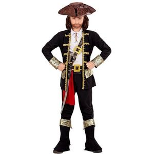 Widmann - Kinderkostuum piraten kapitein, jas, hemd, broek, riem, zwaardhouder met gesp, hoed, schoenovertrek, carnaval, themafeest