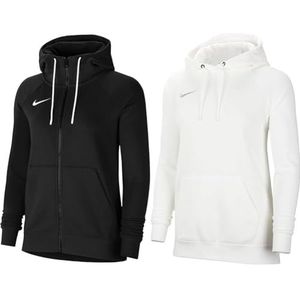 Nike Dames Sweater Met Capuchon W Nk Flc Park20 Fz Hoodie, Zwart/Wit/Wit, CW6955-010, M & Nike Dames Sweater Met Capuchon W Nk Flc Park20 Po Hoodie, Wit/Wit/Wolf Grijs, CW6957-101, M