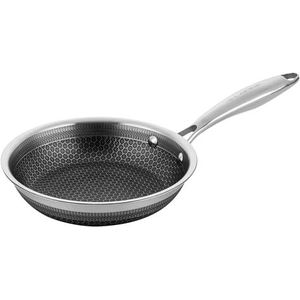 FLORINA Roestvrijstalen Braadpan (20 cm) I Universele Braadpan met 3-Laagse Zeskantstructuur LE GOURMET I Antiaanbaklaag I Ergonomische Handvat I Geschikt voor Inductie, Gas- en Elektrisch Fornuis