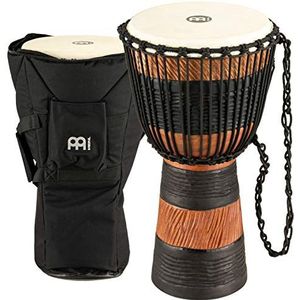 Meinl Percussion 25 cm originele Afrikaanse stijl Rope Tuned Wood Djembe trommel met tas - met geitenvacht - Afrikaans muziekinstrument - Earth ritm (ADJ3-M+BAG)