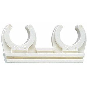 Index dubbele nylon buisclip AB-ID voor PVC-buis, stalen buis, koperen buis, UV-bestendig, polyamide 6.6, messing schroefdraadhuls M6, wit, 6 stuks Durchmesser 14 mm wit