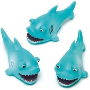Baker Ross AG648 Shark waterspatten, verschillende drijvende rubberen badspeelgoed, ideaal voor babybadtijd, zwembadspeelgoed of wateractiviteiten (4 stuks), gesorteerd