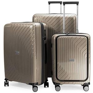 HAUPTSTADTKOFFER - Serie TXL- extra lichte en robuuste trolleys, hardshell koffer, cabinebagage en takbagage, champagne, Laptop Rollkoffer, laptop rolkoffer