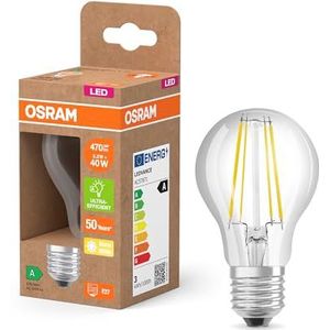 OSRAM LED Classic LED-lamp met gloeidraad in klassieke bolvorm, helder glas gloeidraad, 2,2 W, E27 fitting, EEK A, 470 lm voor algemene verlichting, 6-pack