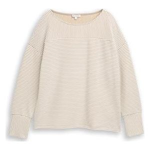 TOM TAILOR Sweatshirt voor dames, 38989 - Taupe Grey Offwhite Stripe, XXL
